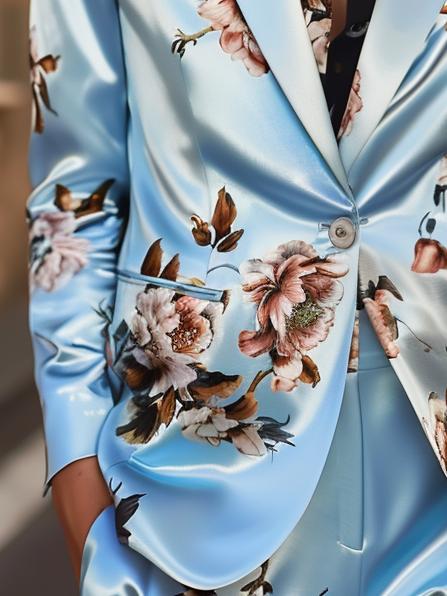 Fashionable and Comfortable Satin Print Blazer