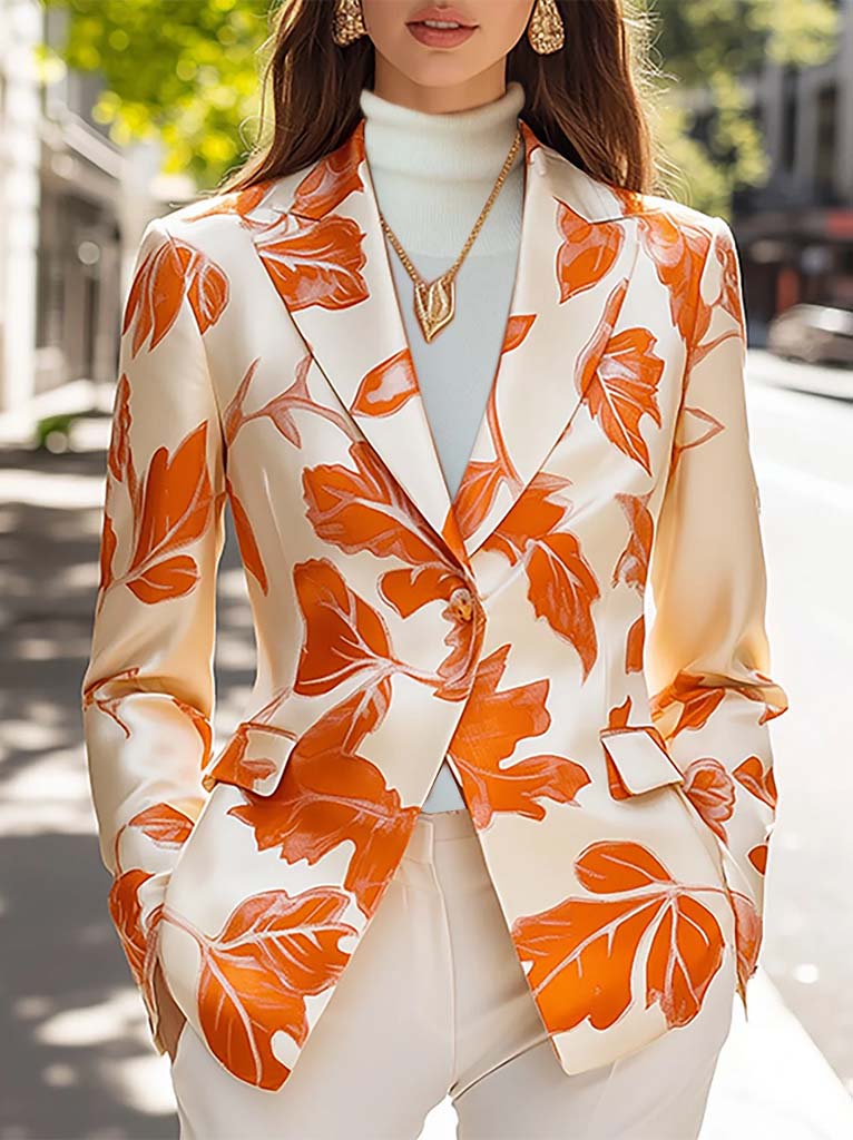 【24-hour shipping】Autumn Leaves Satin Blazer