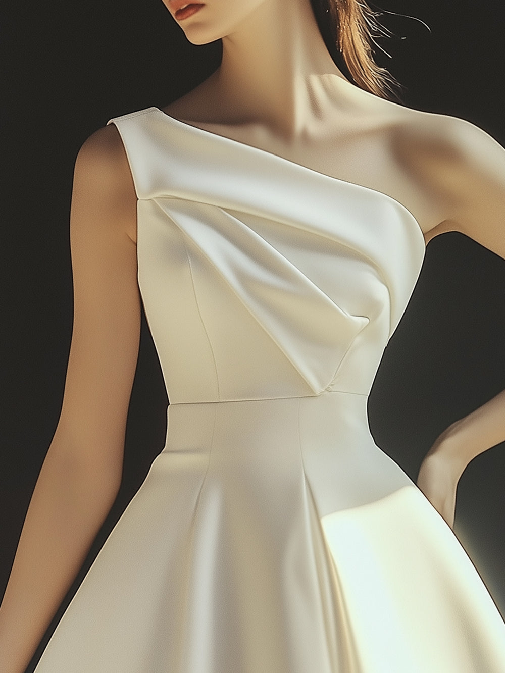 Simple Pleated White Dress