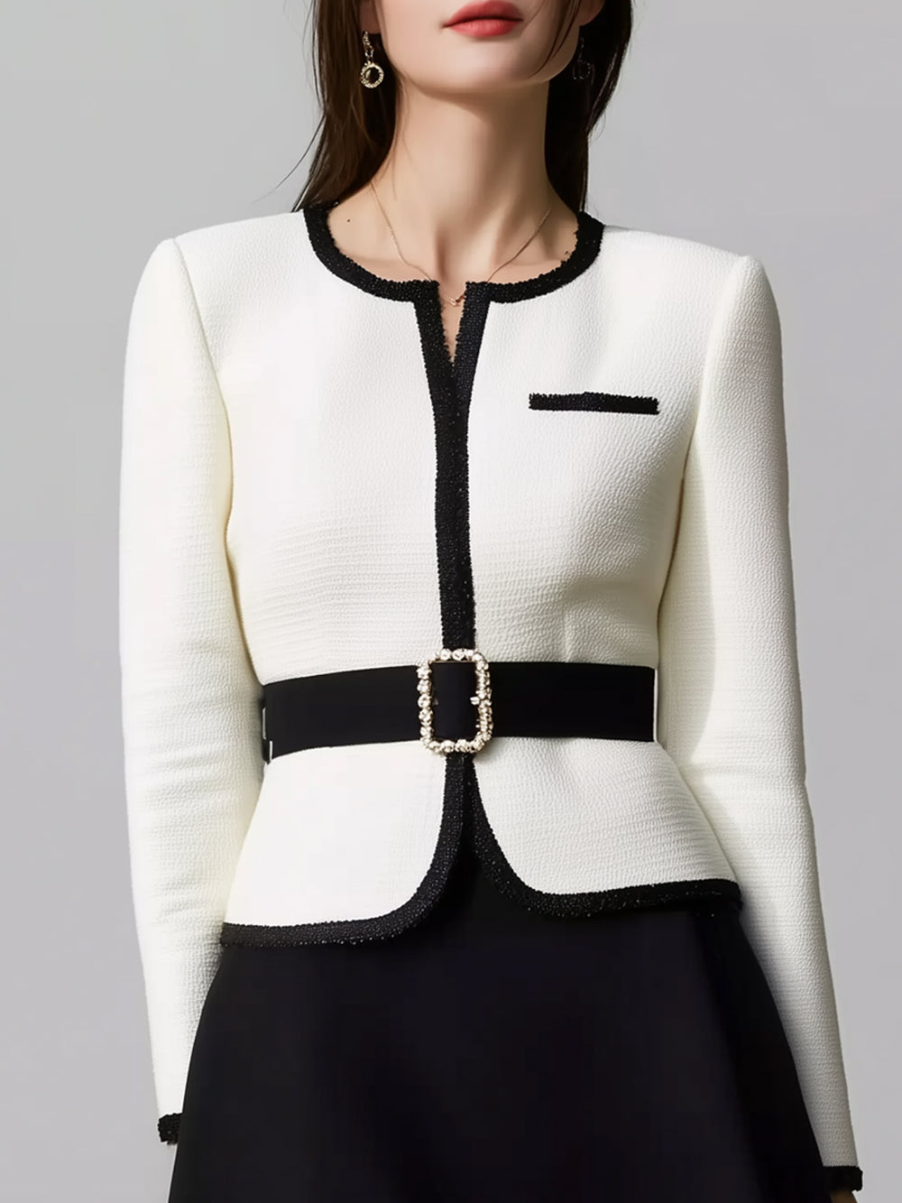Temperamental Commuting Contrast Color Chanel Style Dress