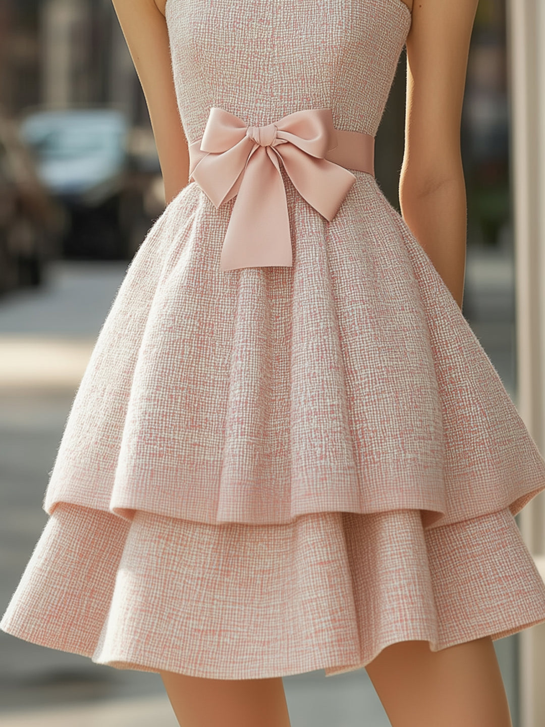 Elegant Tweed Pleated Dress