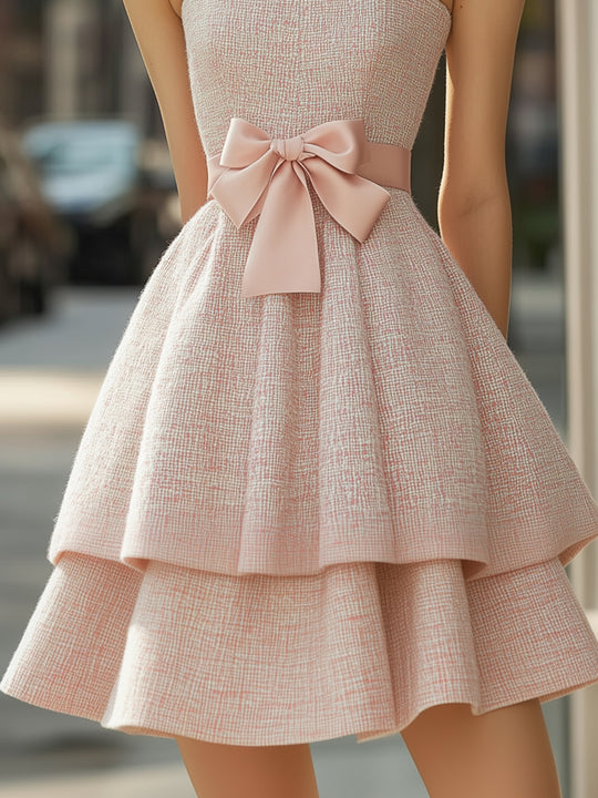 Elegant Tweed Pleated Dress
