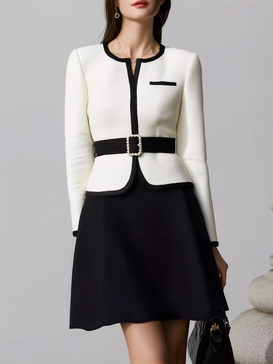 Temperamental Commuting Contrast Color Chanel Style Dress