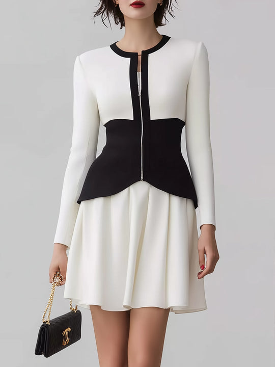 Irregular Waist Zipper Dress