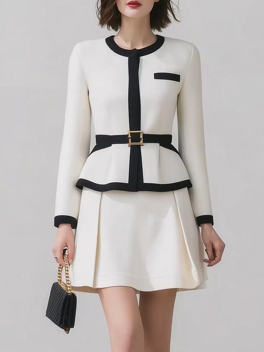 Contrast Color Slim Fit Commuter Dress