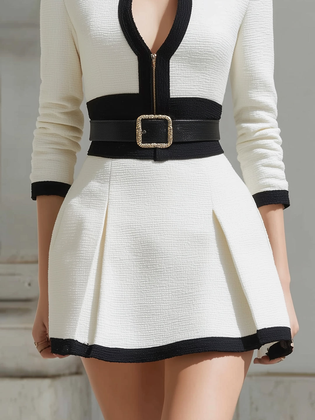 Temperament Contrast Color Mini Dress