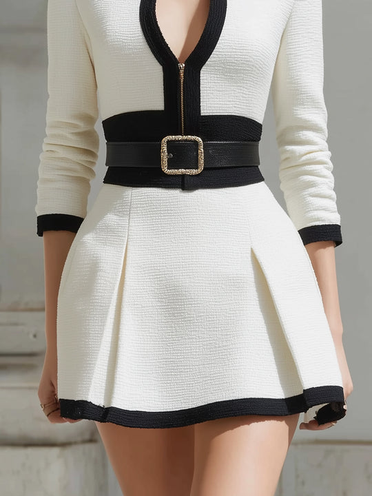 Temperament Contrast Color Mini Dress