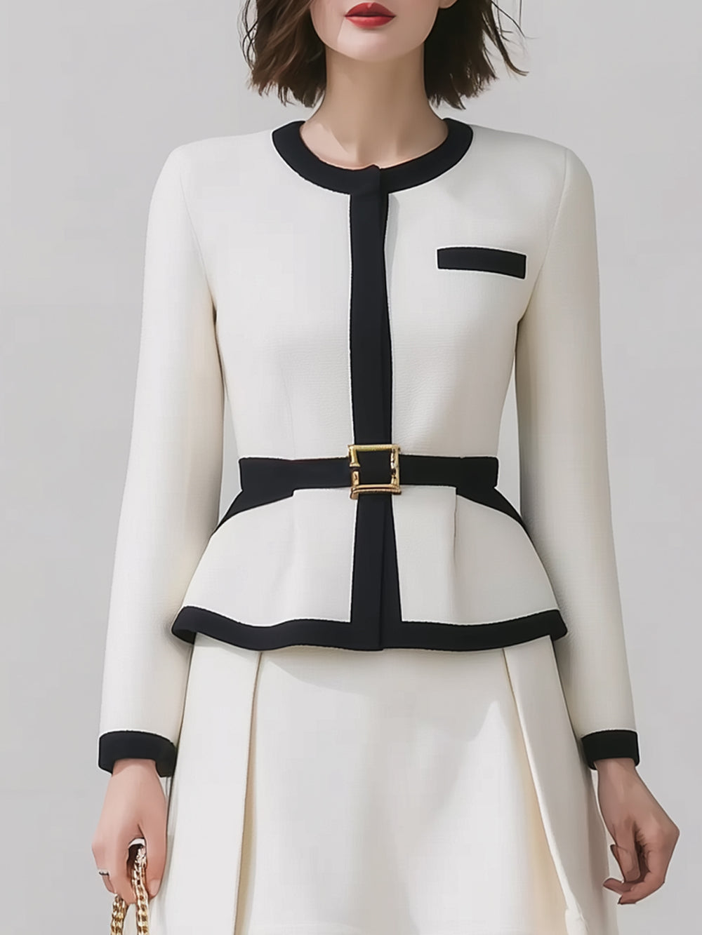 Contrast Color Slim Fit Commuter Dress