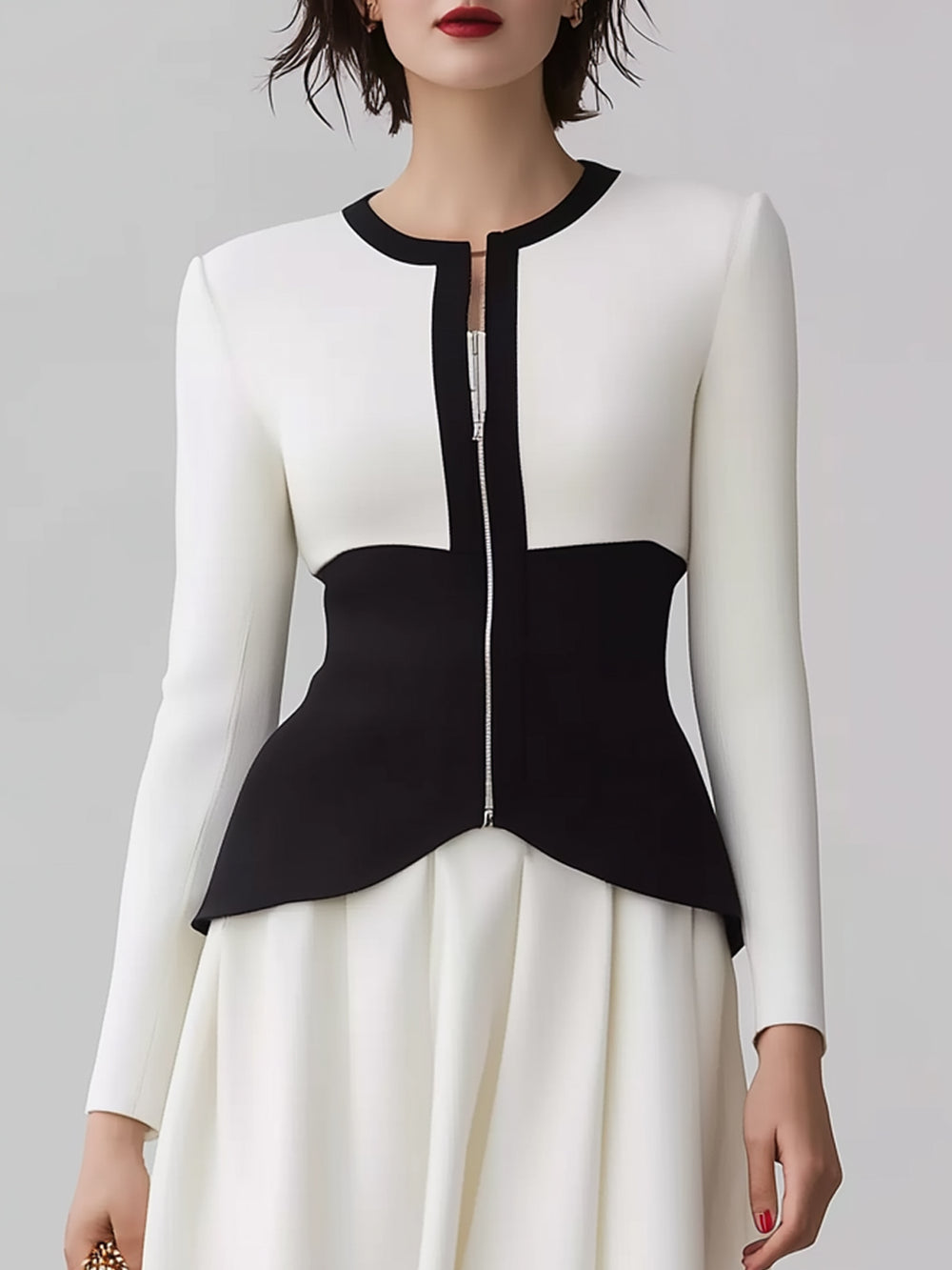 Irregular Waist Zipper Dress