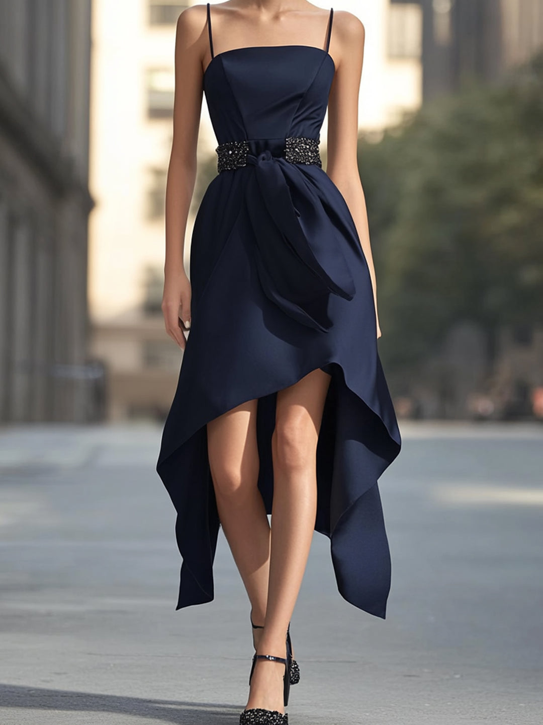 Temperament Irregular Suspender Dress