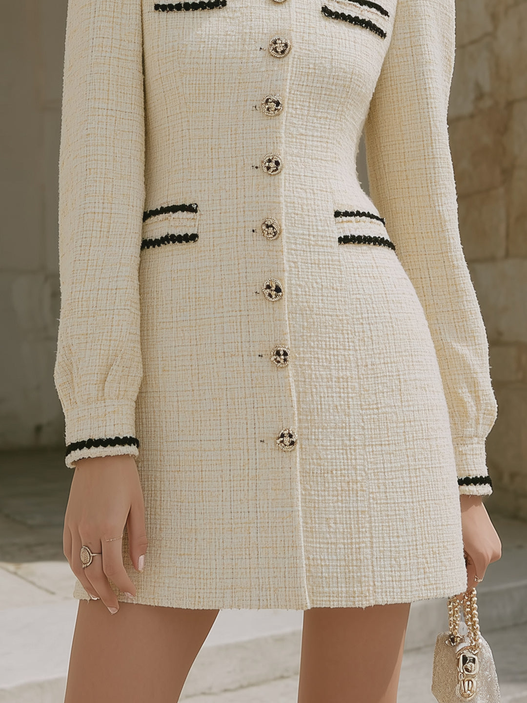 Contrast Color Design Chanel Style Dress