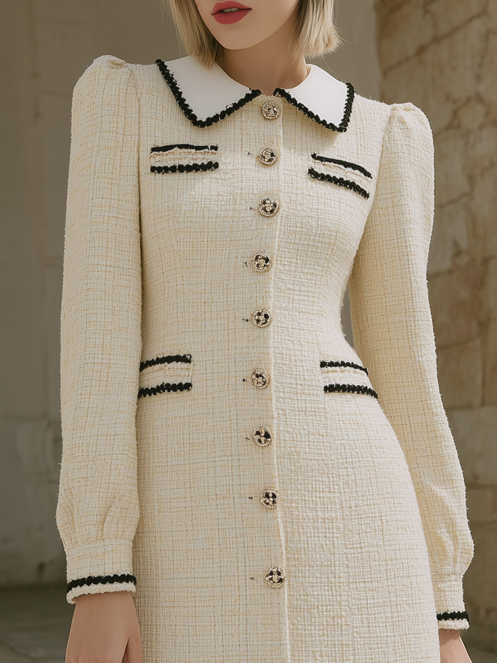 Contrast Color Design Chanel Style Dress