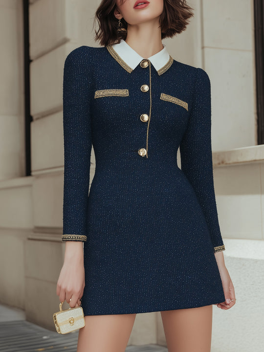Chanel Style Button A-line Dress
