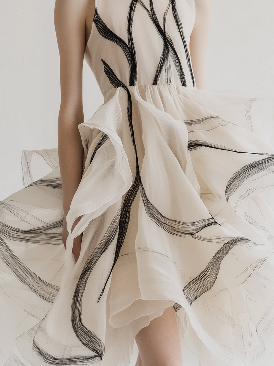 Line Art Irregular Organza Dress