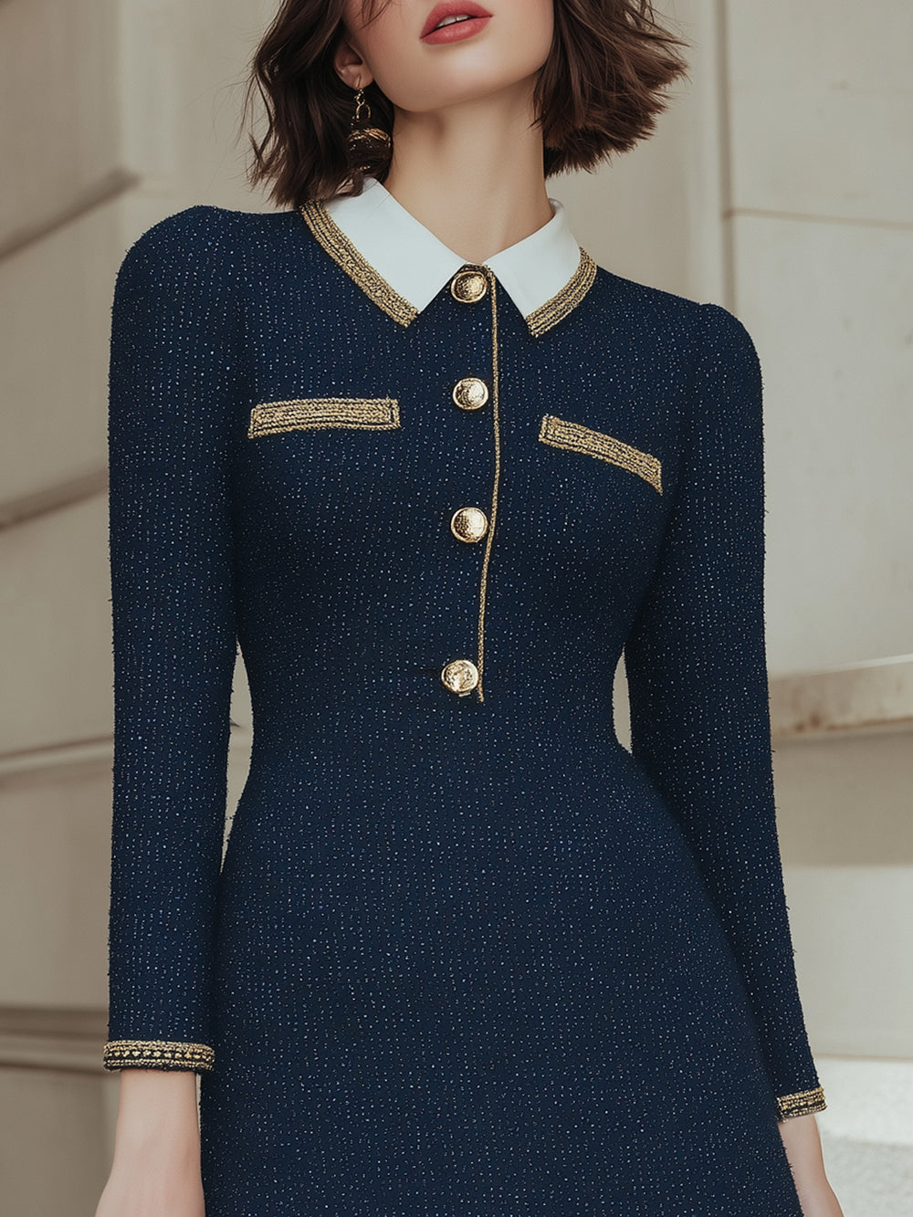 Chanel Style Button A-line Dress