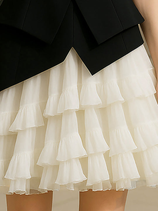 Layered Mini Dress In Black And White