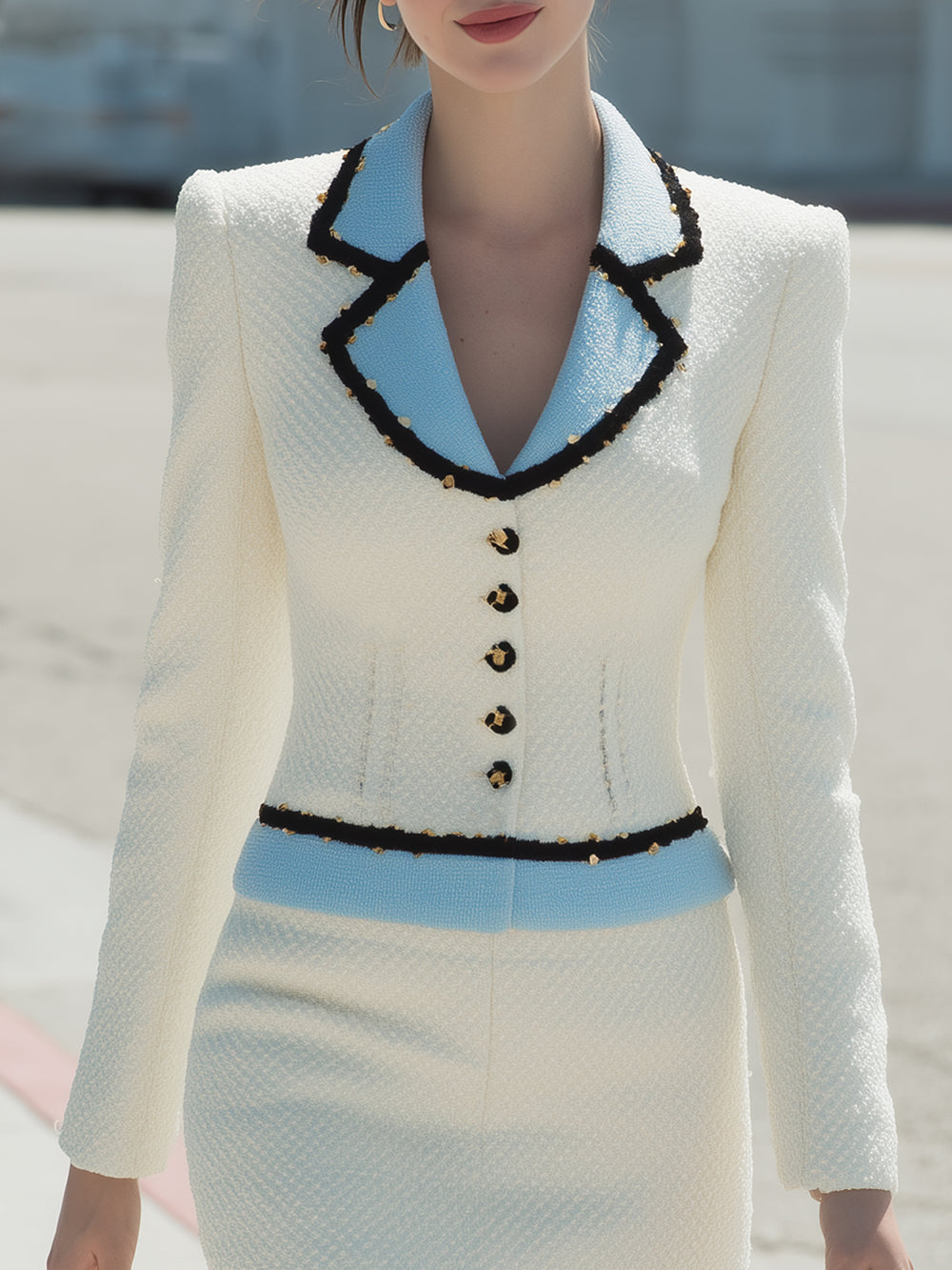 Contrast Color Temperament Slim Fit Elegant Cute Set-up