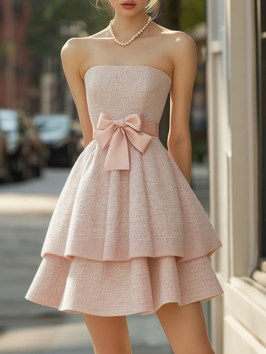 Elegant Tweed Pleated Dress