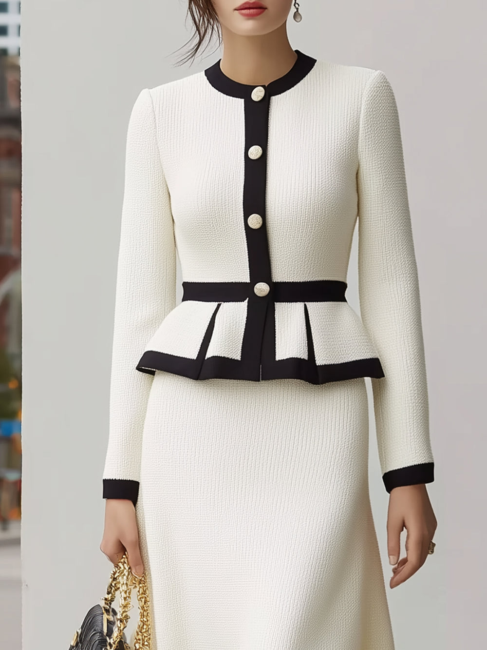 Classic Temperament Contrast Collar Dress
