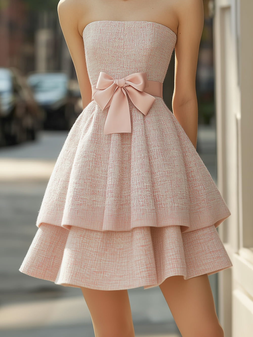 Elegant Tweed Pleated Dress