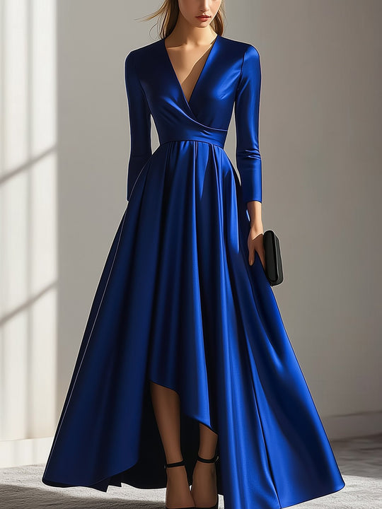 Urban Deep V-Neck Satin Dress