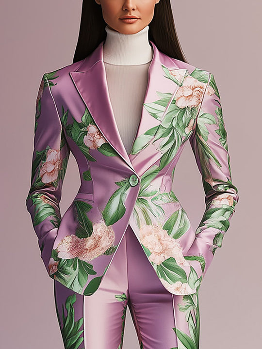 Feminine Lavender Floral Ensemble with Tailored Fit