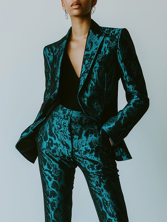 Enchanted Teal Floral Suit - Blazer