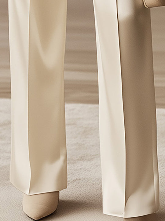 Chic Layers Modern Satin & Lace Elegance Suit - Pants