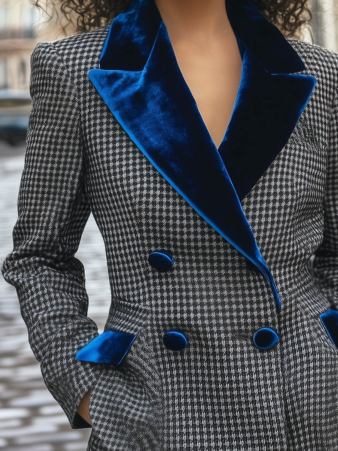 Grey Houndstooth Contrast Woolen Suit