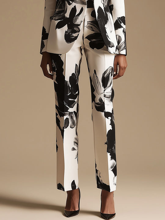 Classic Black and White Print Suit