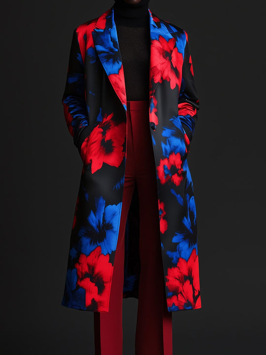 Electric Blossom Satin Overcoat