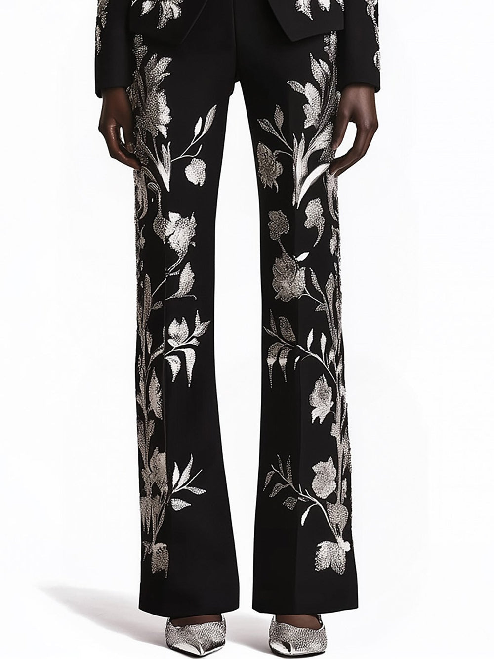 Enchanted Black and Silver Floral Suit - Pants