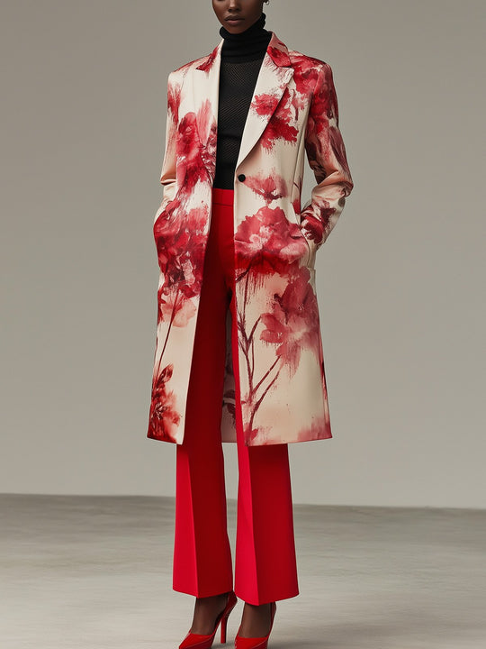 Modern Watercolor Flower Print Coat