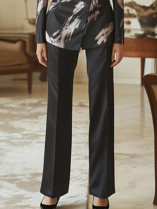 Elegant Satin Print Suit