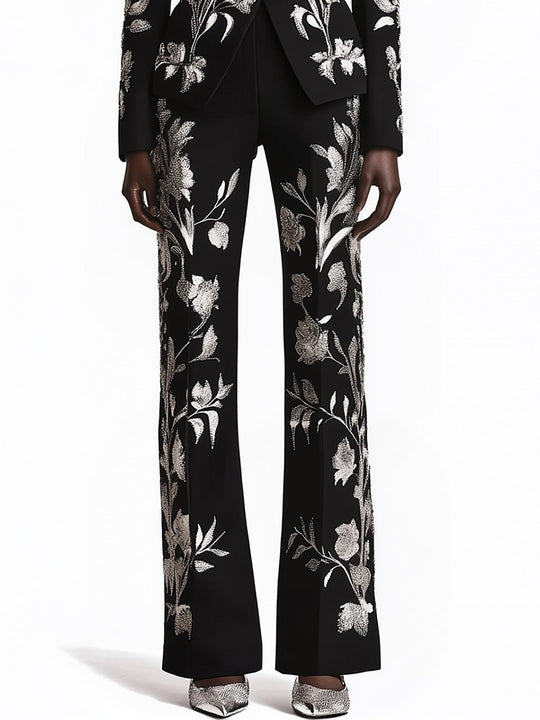 Enchanted Black and Silver Floral Suit