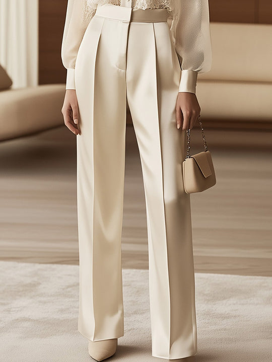 Chic Layers Modern Satin & Lace Elegance Suit - Pants