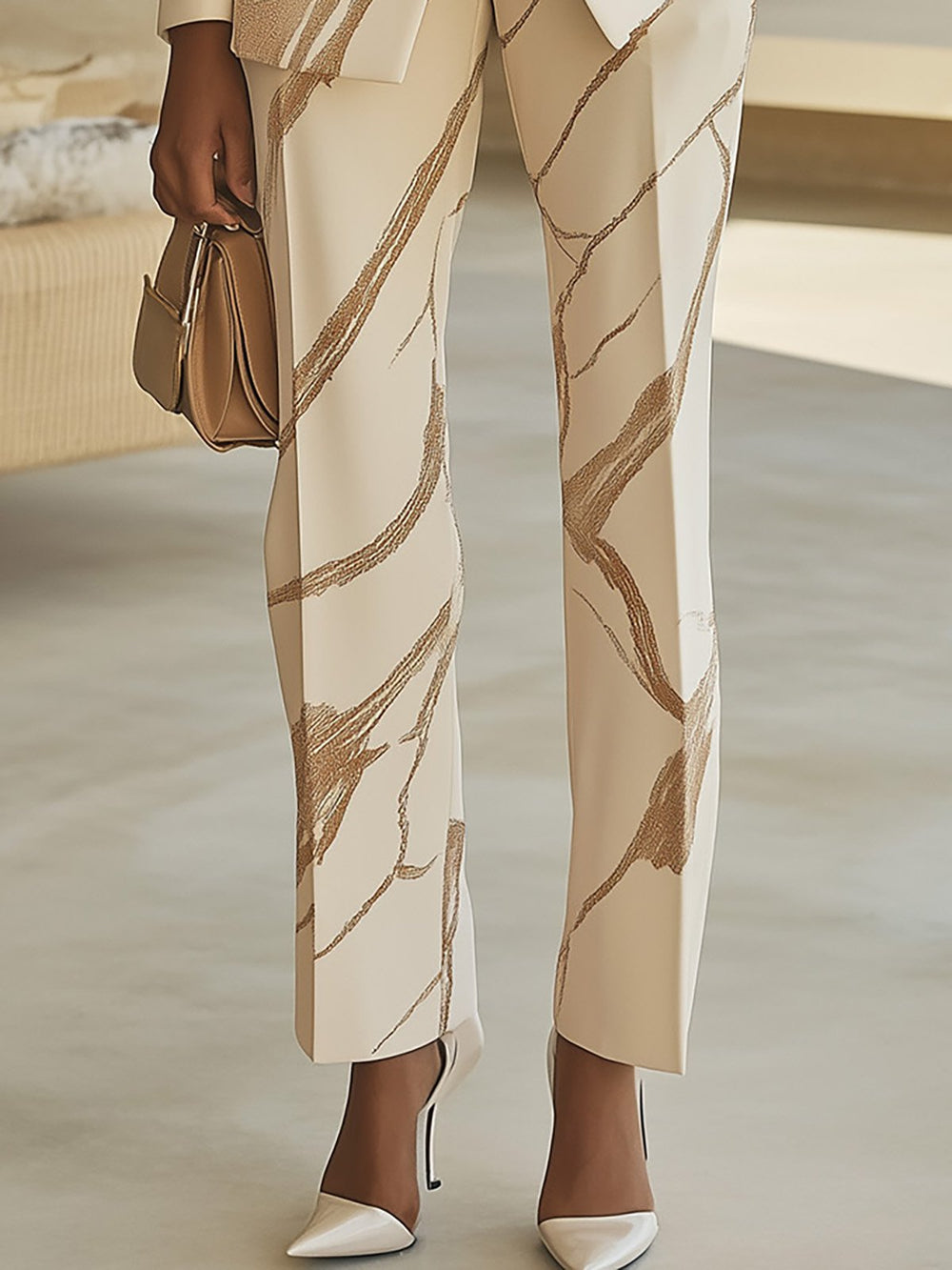 Modern Marble Print Suit - Pants