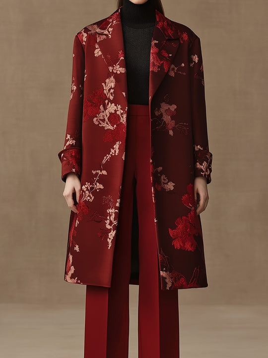 Rosewood Blossom Satin Overcoat