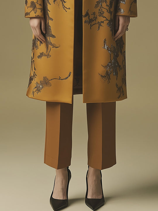 Golden Embers Floral Overcoat