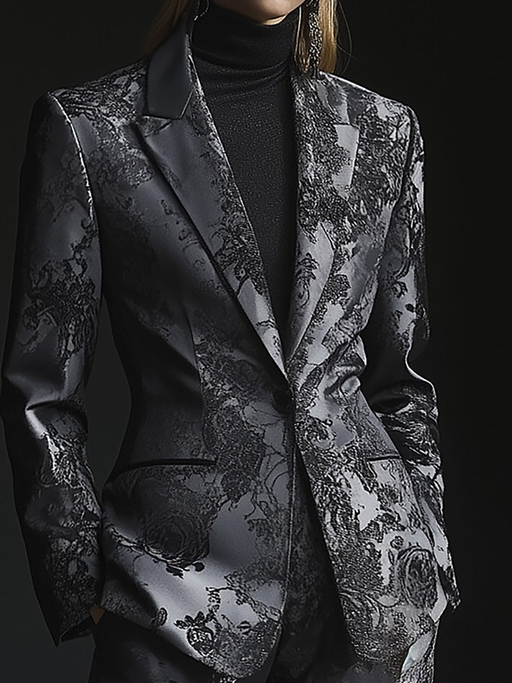 Modern Gothic Satin Damask Suit - Blazer