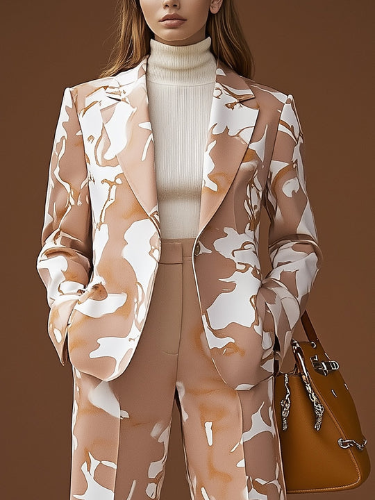 Easy-to-Style Peach and White Print Blazer