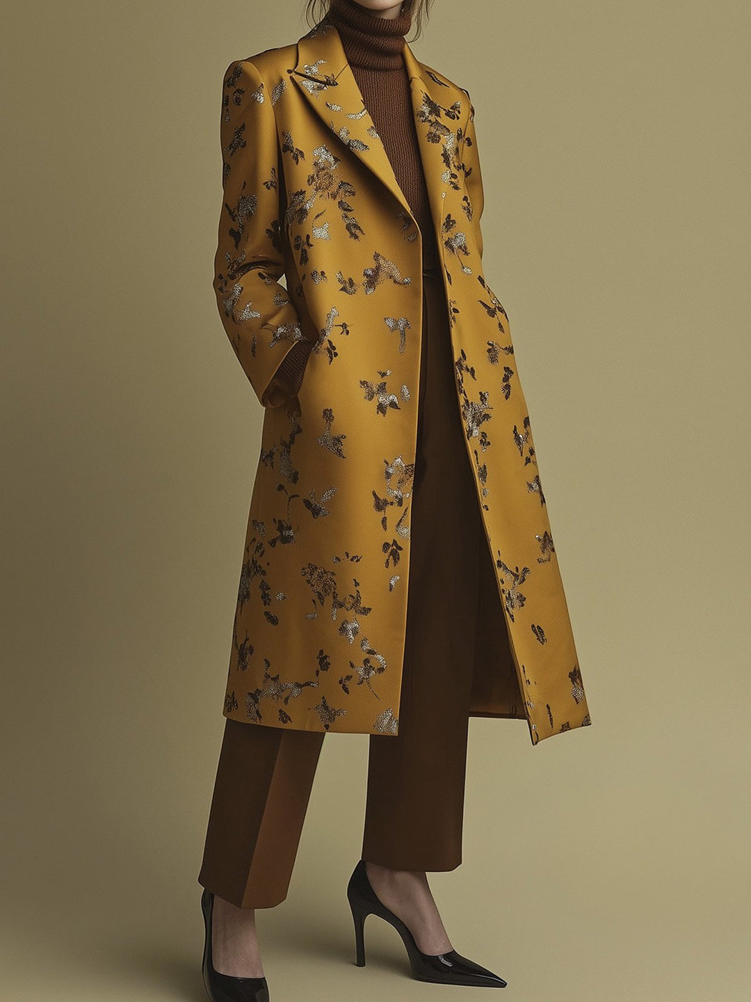 Burnished Floral Satin Coat