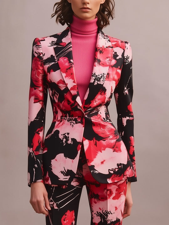 Vibrant Satin Print Blazer