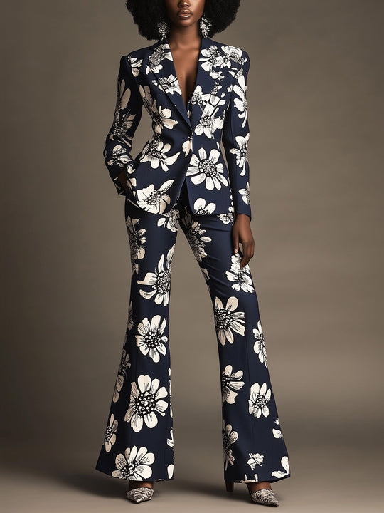 Modern Floral Suit Ensemble