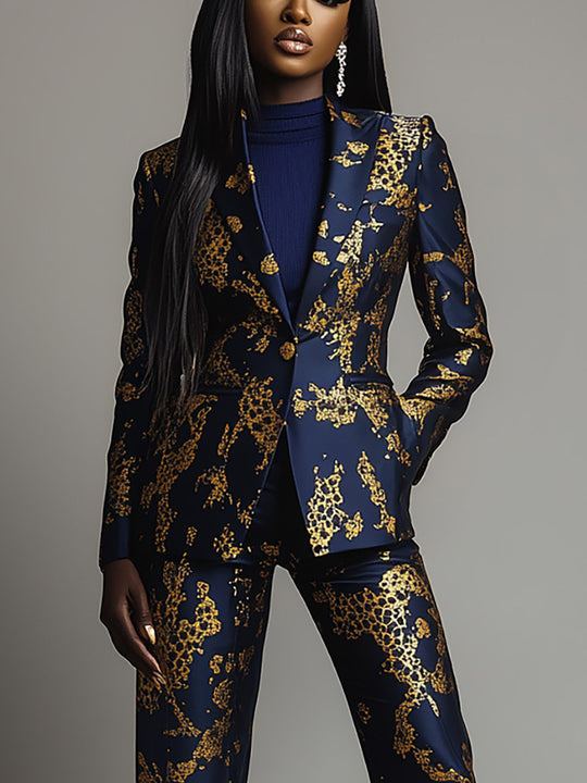 Enchanted Black and Gold Floral Suit - Blazer