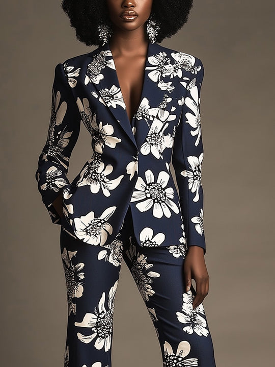 Modern Floral Suit Ensemble - Blazer