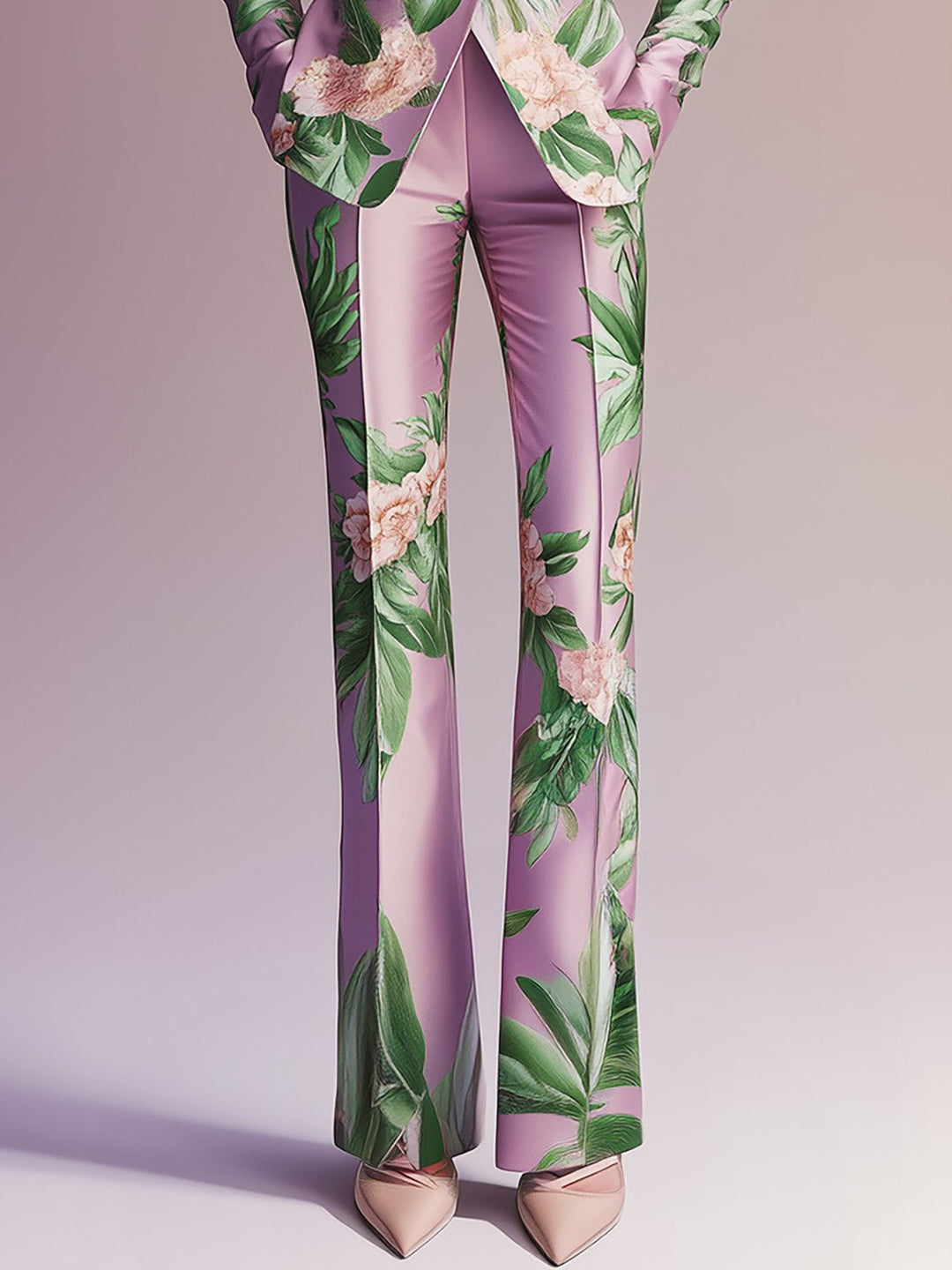 Feminine Lavender Floral Ensemble with Tailored Fit