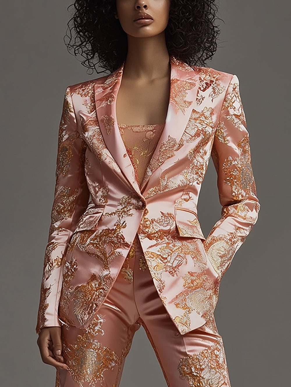 Satin Floral Print Ensemble