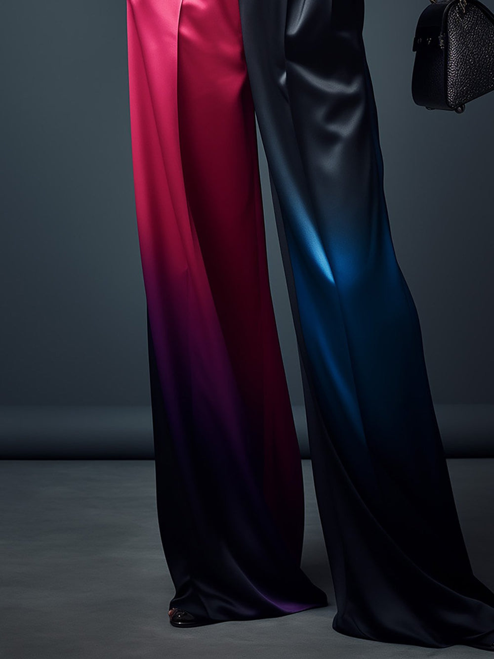 Colorful Gradient Satin Shirt and Pants Set - Pants