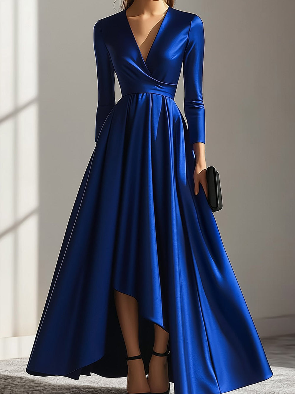 Urban Deep V-Neck Satin Dress